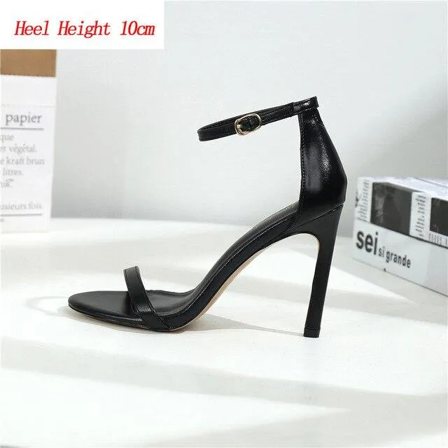 2020 Women 10 8 6cm High Heels Sandals Lady Fetish Stripper Plus Size 33-43 Strappy Shoes Stripper Stiletto Low Heels Nude Pumps