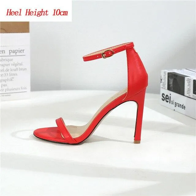 2020 Women 10 8 6cm High Heels Sandals Lady Fetish Stripper Plus Size 33-43 Strappy Shoes Stripper Stiletto Low Heels Nude Pumps