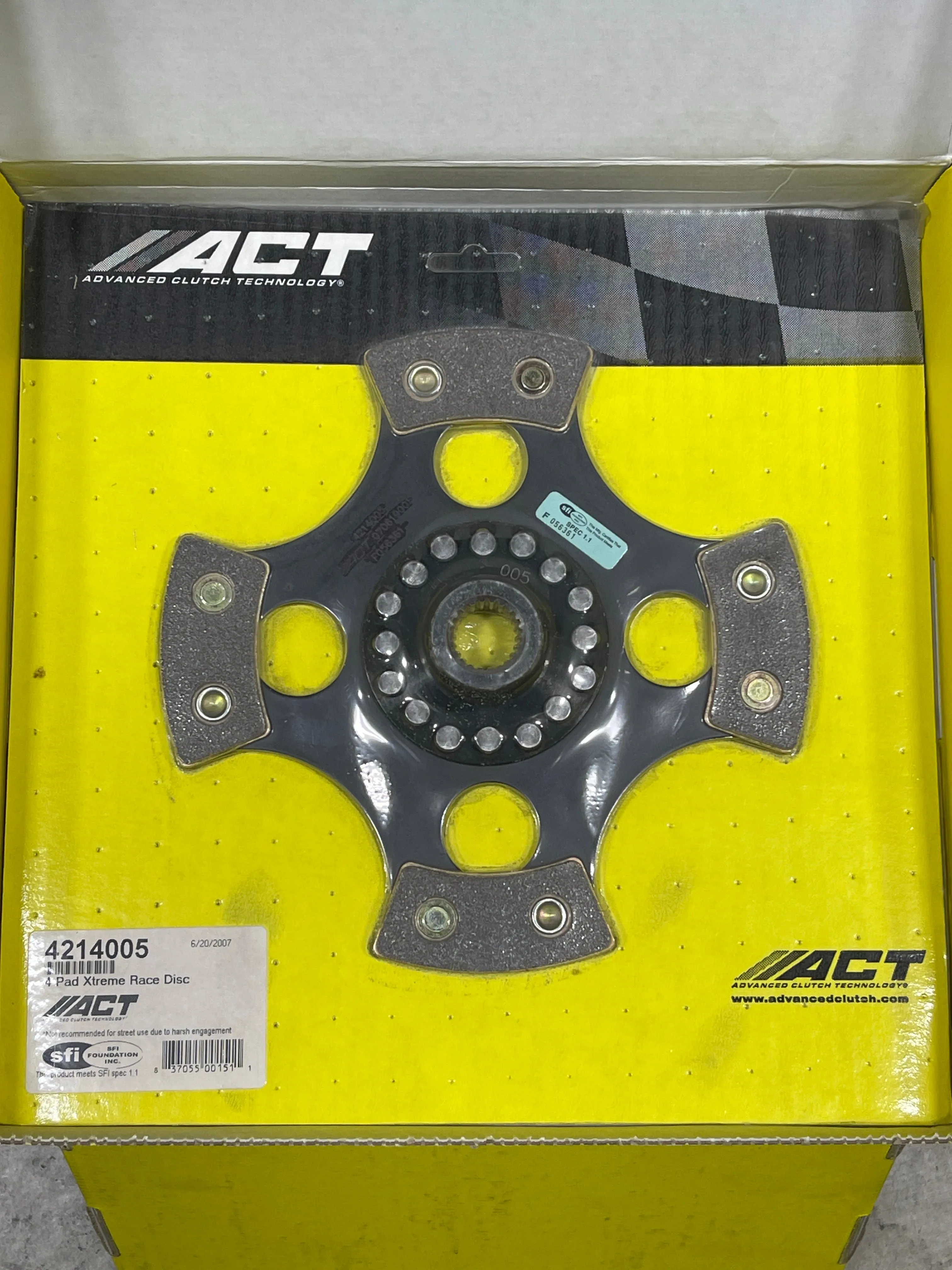 ACT 4 Pad Race Disc - Mazda - 4P214E - 214mm - 15/16 x 22 spline - ACT4214005 **CLEARANCE**