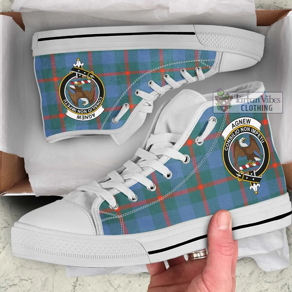 Agnew Ancient Tartan High Top Shoes with Family Crest