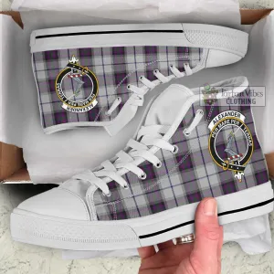 Alexander of Menstry Dress Tartan High Top Shoes with Family Crest