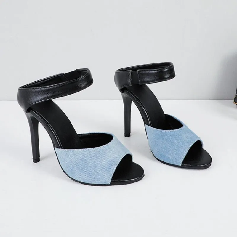 AlliChic Exotic Strap Heel Sandals