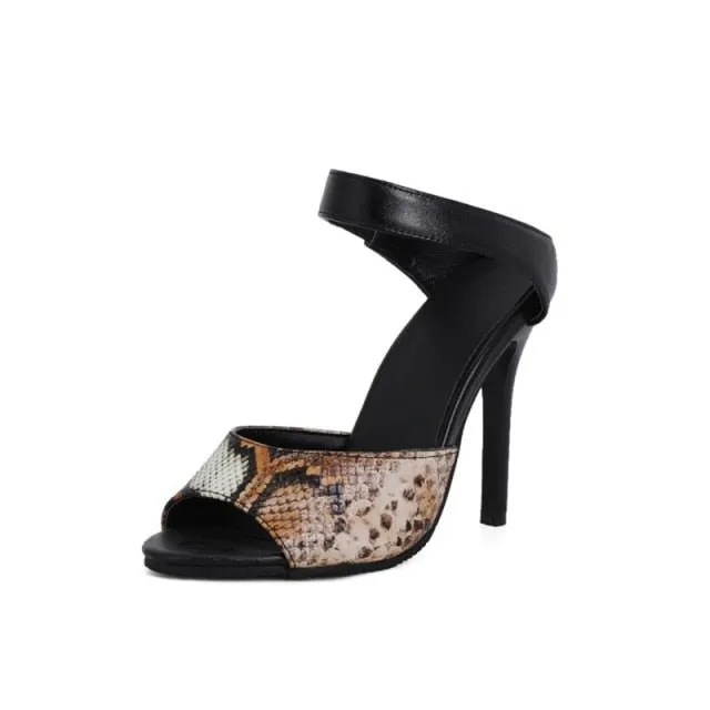 AlliChic Exotic Strap Heel Sandals