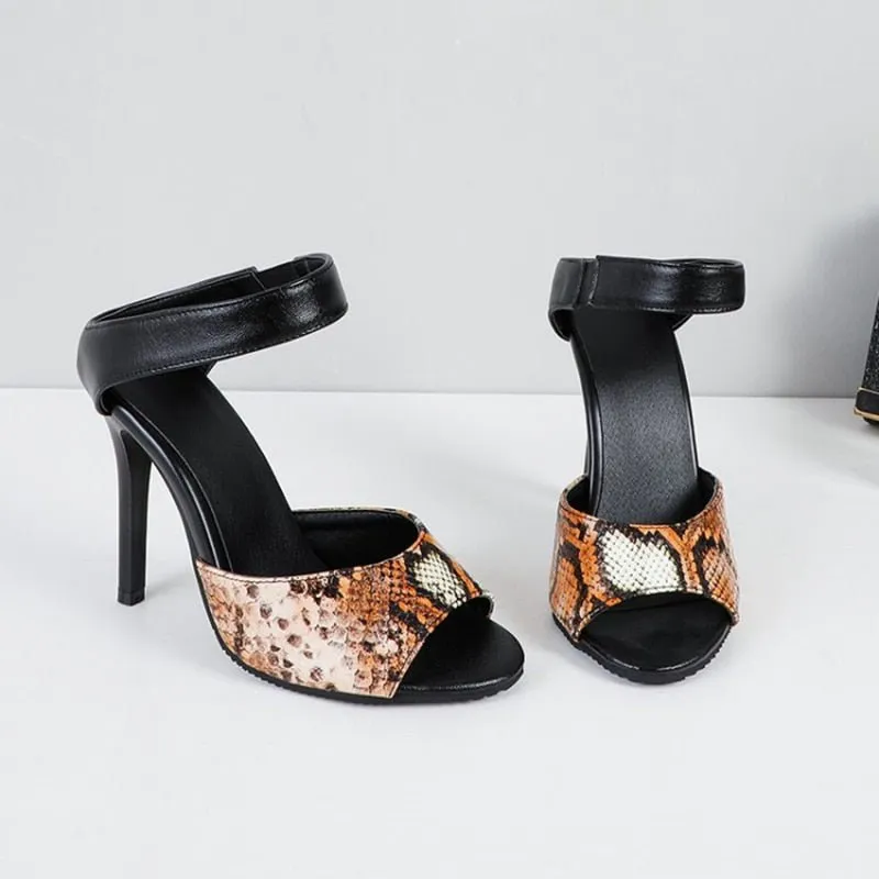 AlliChic Exotic Strap Heel Sandals