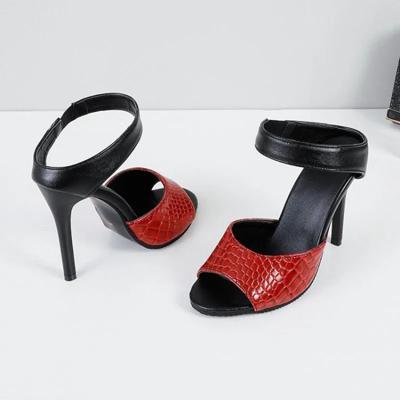 AlliChic Exotic Strap Heel Sandals