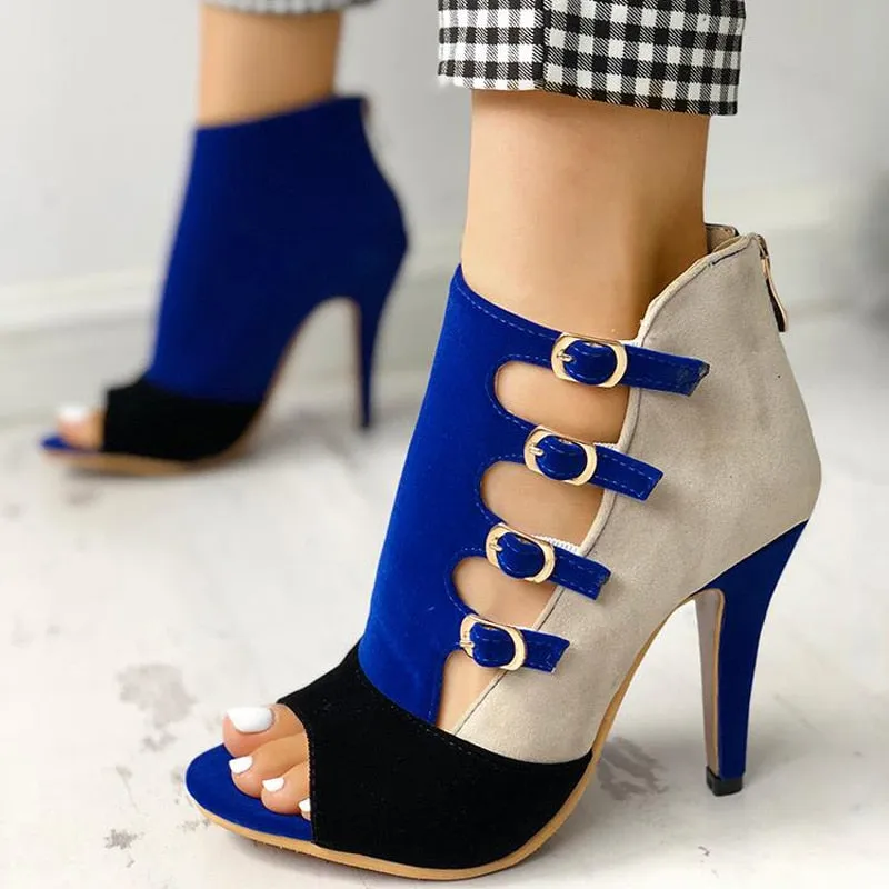 Amozae- Big Size 34-43 Brand New Ladies Thin High Heels Sandals Fashion Buckle Peep Toe Summer Sandals Women Party   Shoes Woman