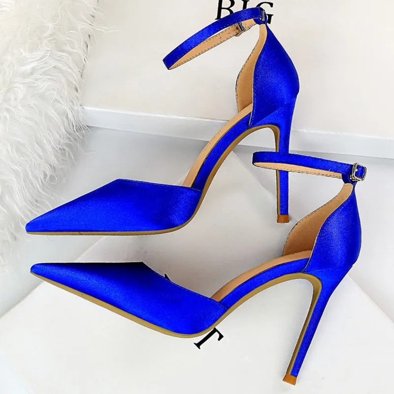 Amozae-     Women 10cm High Heels Size 43 Sandals Wedding Bridal Scarpins Glitter Heels Fetish Stiletto Pumps Platform Blue Shoes