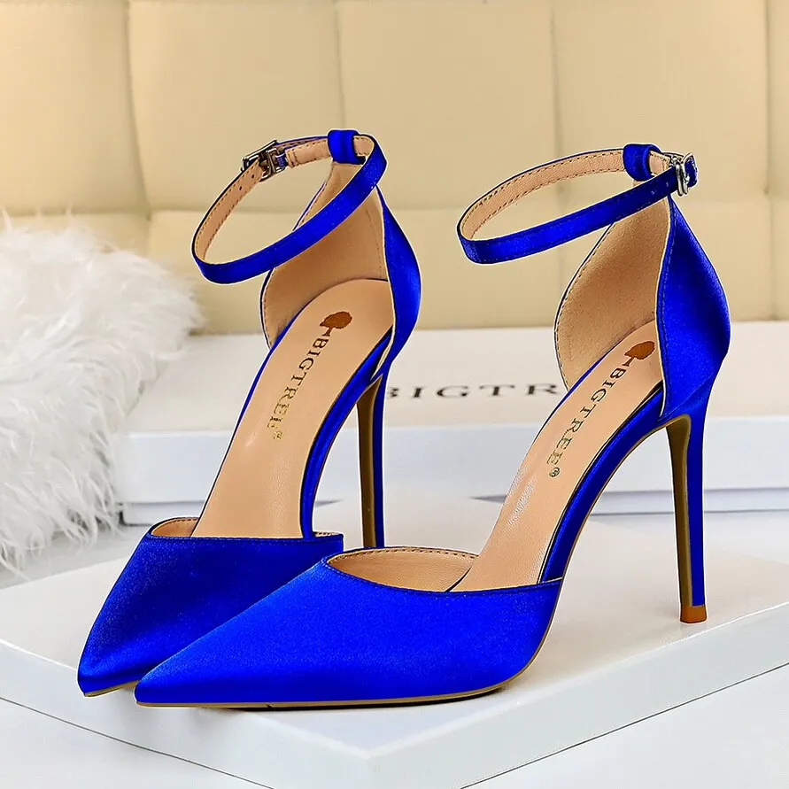 Amozae-     Women 10cm High Heels Size 43 Sandals Wedding Bridal Scarpins Glitter Heels Fetish Stiletto Pumps Platform Blue Shoes