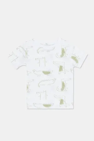 Baby Boys White Croc Printed  T-Shirt