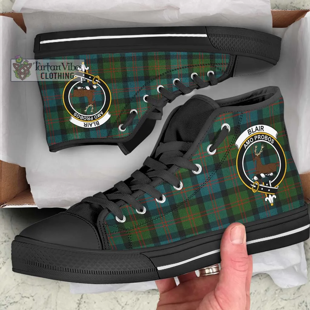 Blair Ancient Tartan High Top Shoes with Family Crest