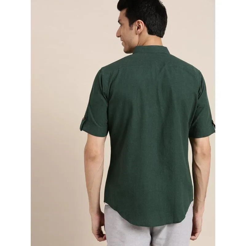 Bottle Green Cotton Shirt