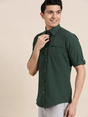 Bottle Green Cotton Shirt