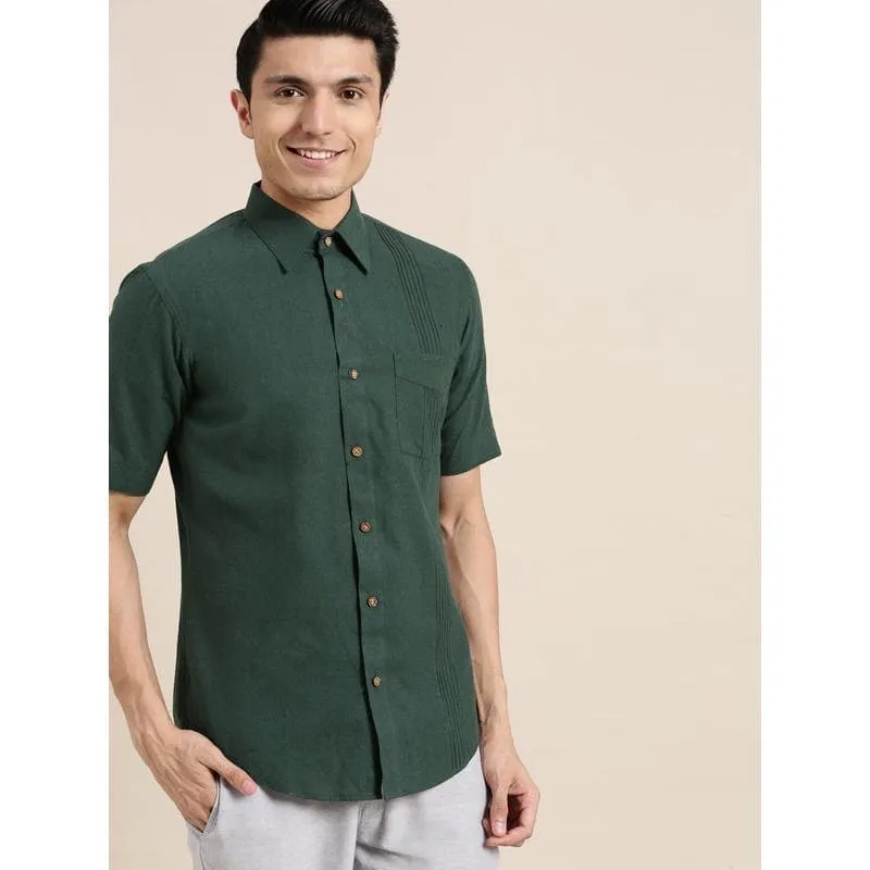 Bottle Green Cotton Shirt