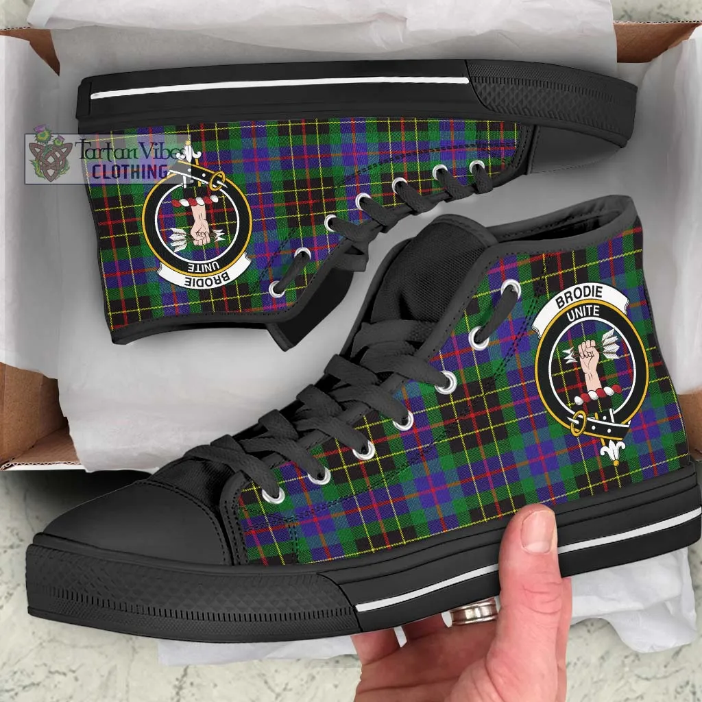 Brodie Hunting Modern Tartan High Top Shoes with Family Crest