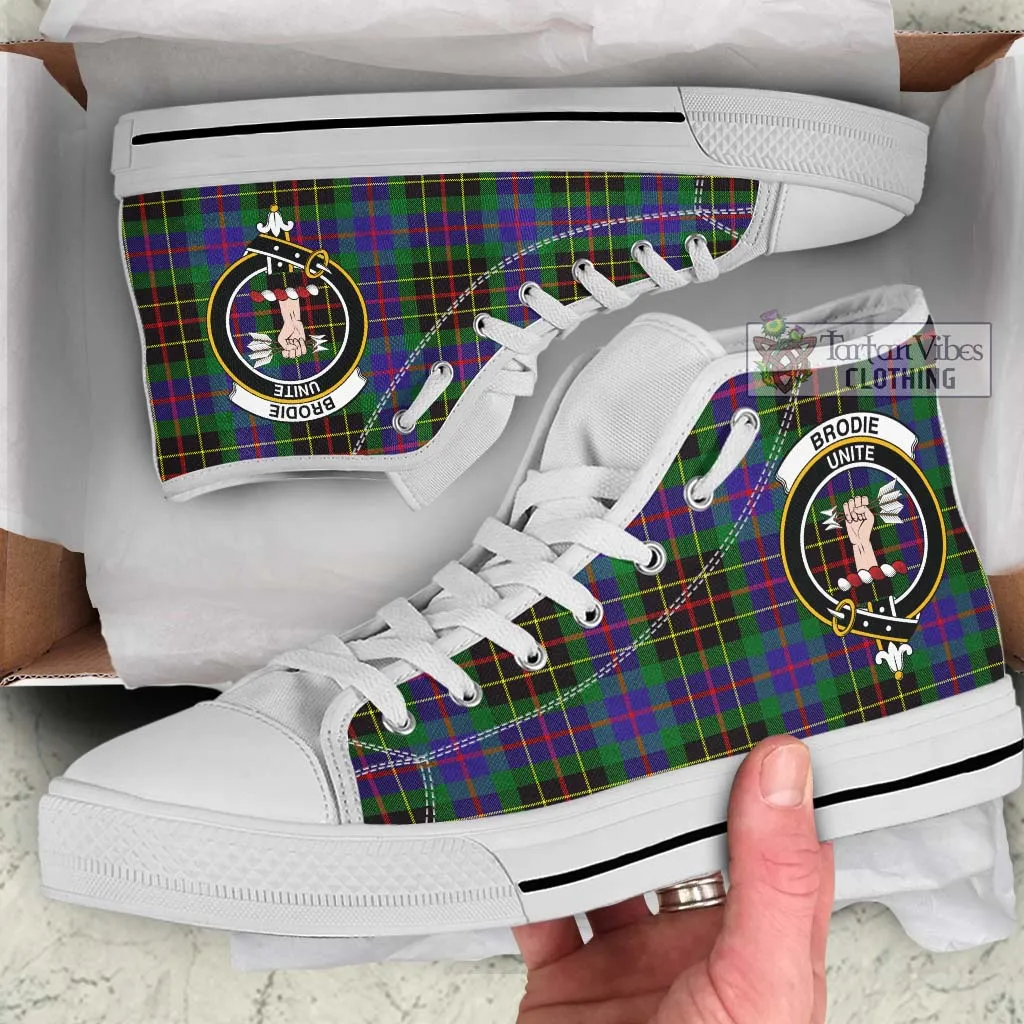 Brodie Hunting Modern Tartan High Top Shoes with Family Crest