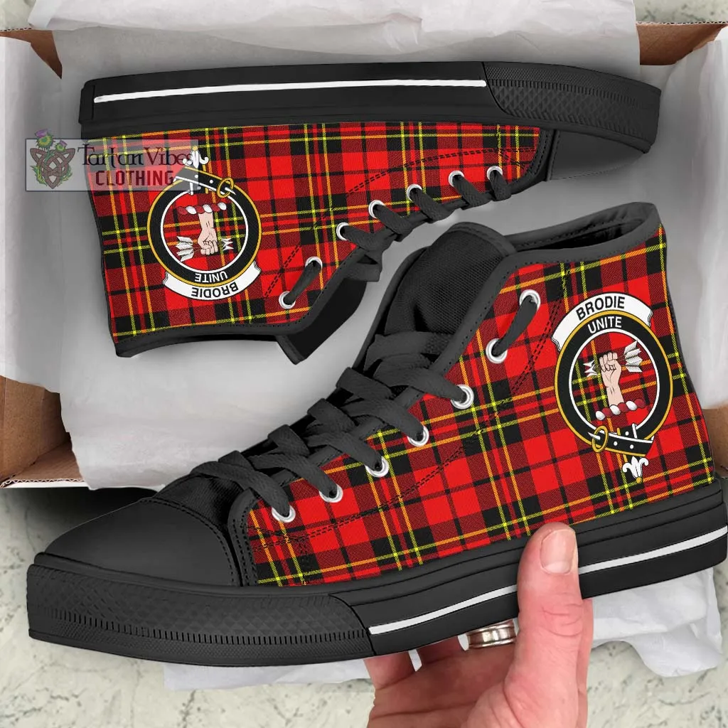 Brodie Modern Tartan High Top Shoes with Family Crest