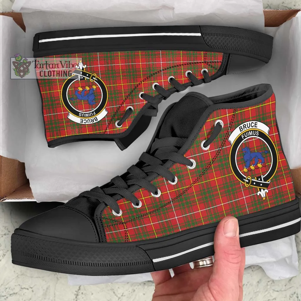 Bruce Modern Tartan High Top Shoes with Family Crest