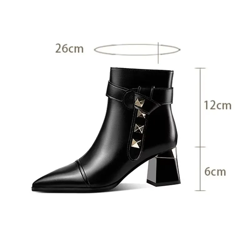 Chic Leather Pointed Toe High Heeled Boots