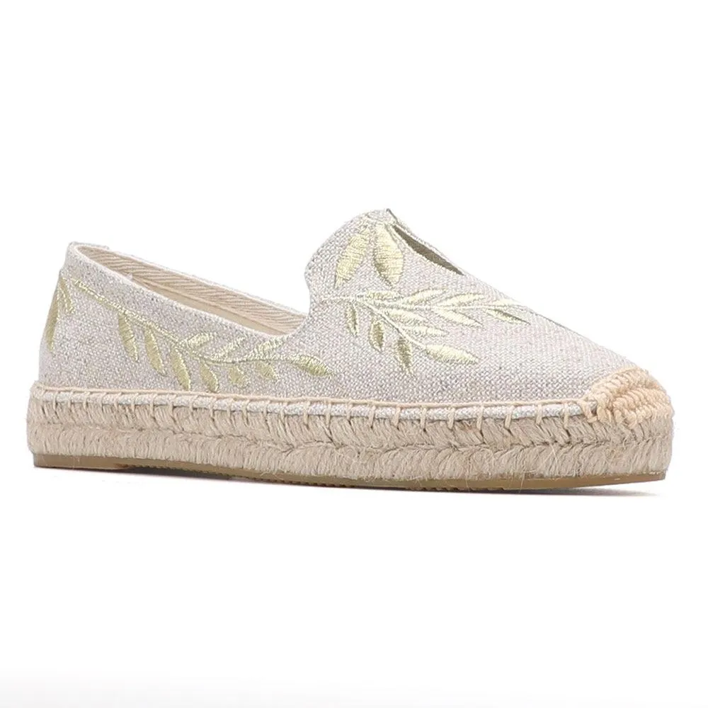 Classic Floral Embroidery Espadrilles Flat Shoes