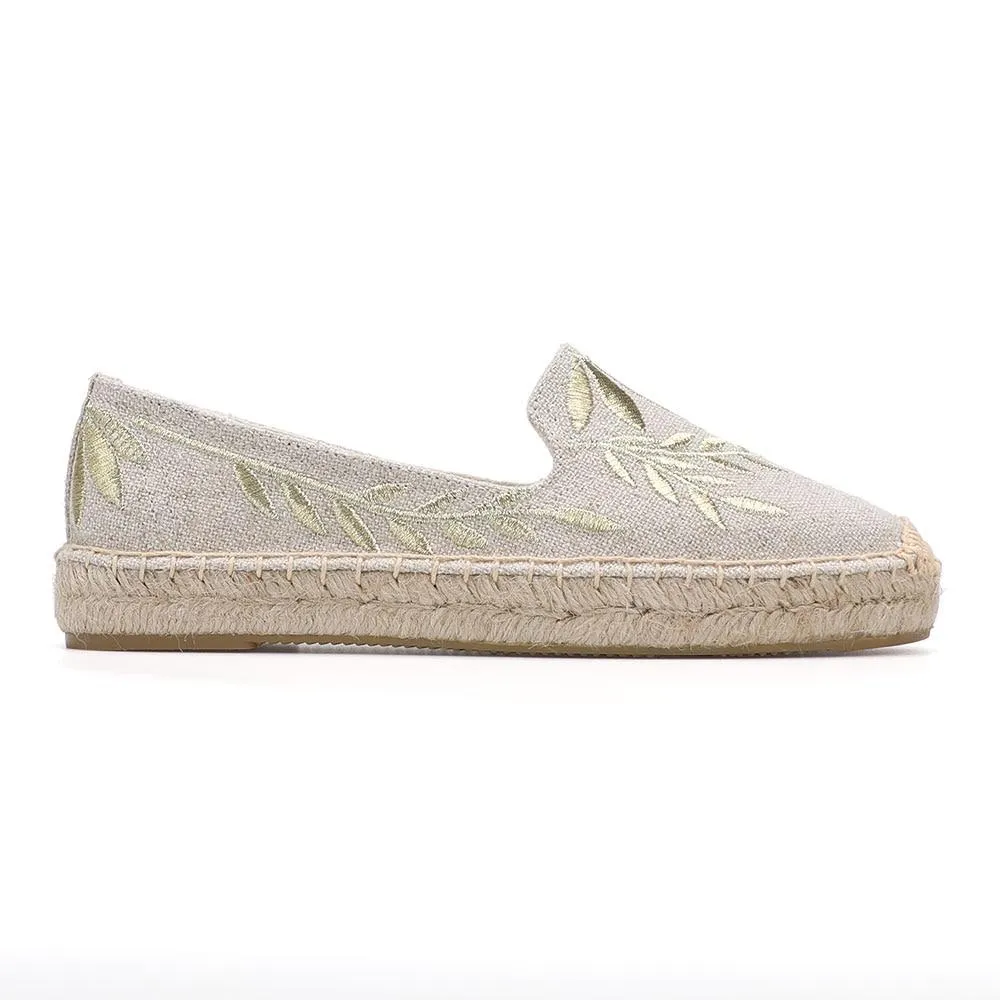 Classic Floral Embroidery Espadrilles Flat Shoes