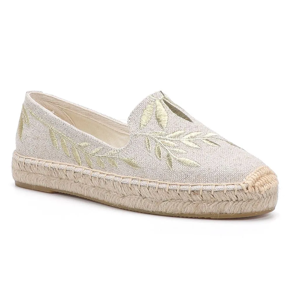 Classic Floral Embroidery Espadrilles Flat Shoes