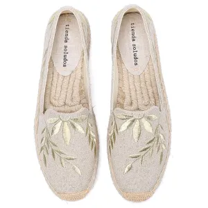 Classic Floral Embroidery Espadrilles Flat Shoes