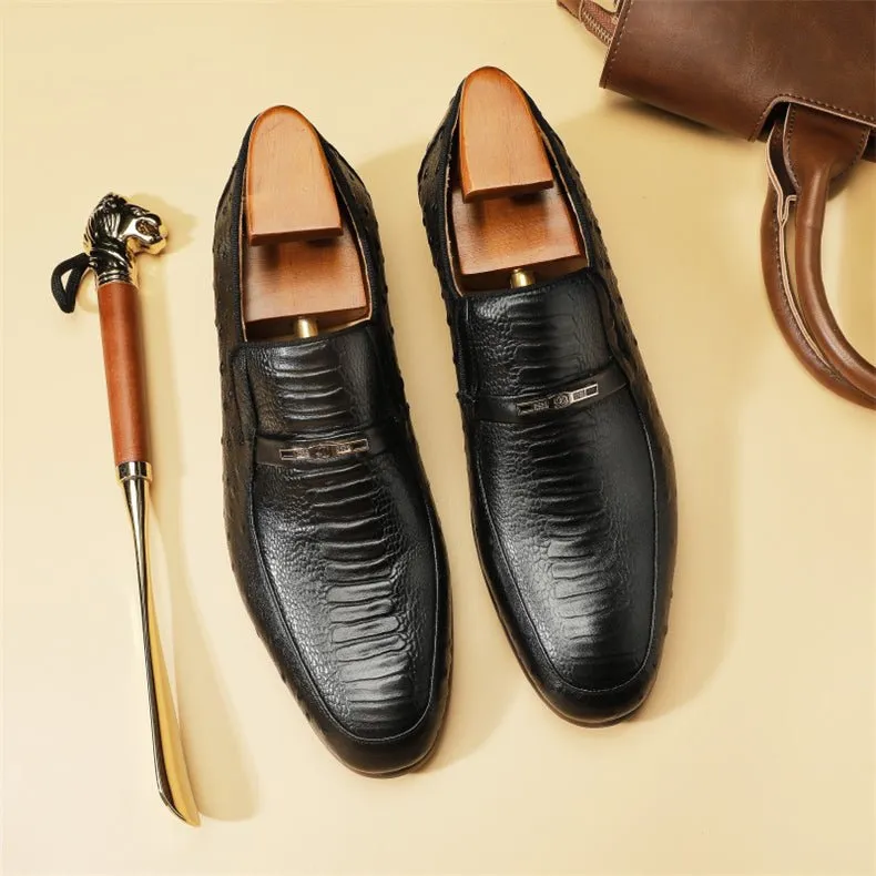 CrocLuxe Exotic Crocodile Lace-up Formal Loafers