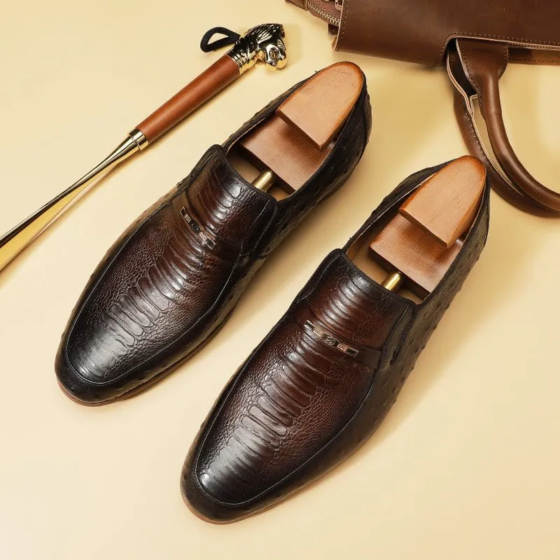 CrocLuxe Exotic Crocodile Lace-up Formal Loafers