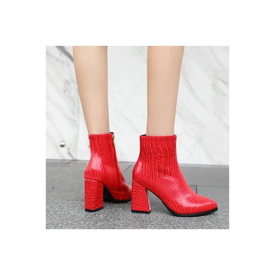 CrocLuxe Exquisite Crocodile Zipper High Heel Boots