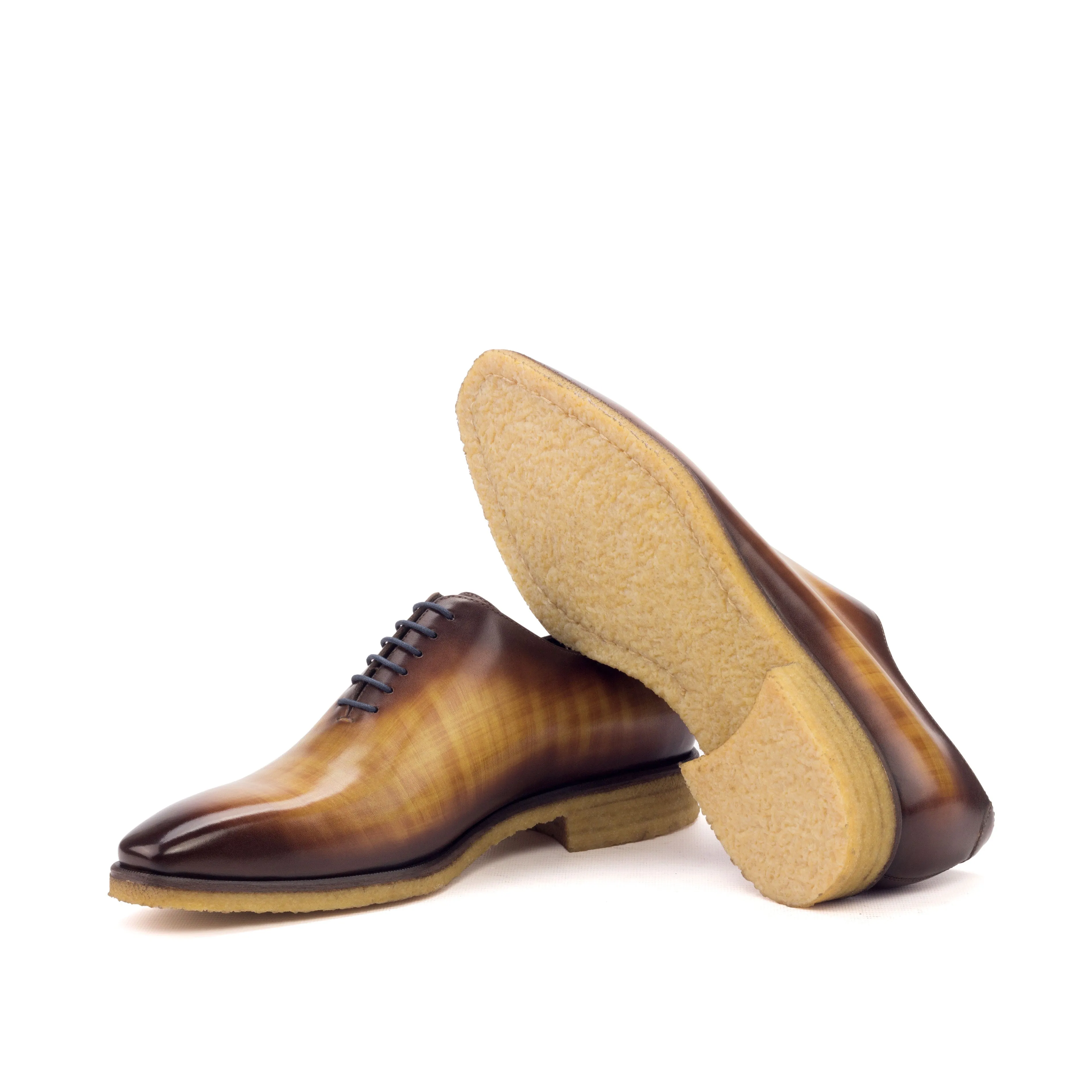 DapperFam Giuliano in Cognac / Burgundy Men's Hand-Painted Patina Whole Cut