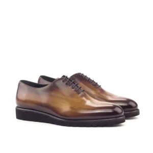 DapperFam Giuliano in Cognac Men's Hand-Painted Patina Whole Cut