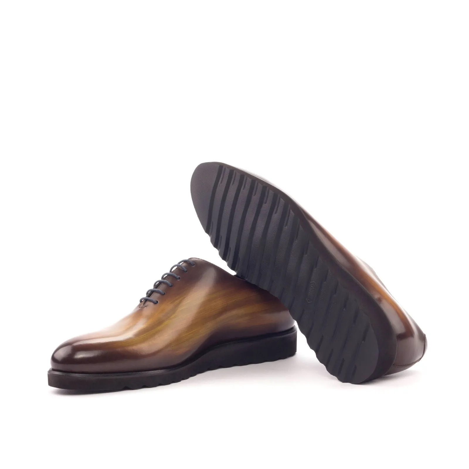 DapperFam Giuliano in Cognac Men's Hand-Painted Patina Whole Cut