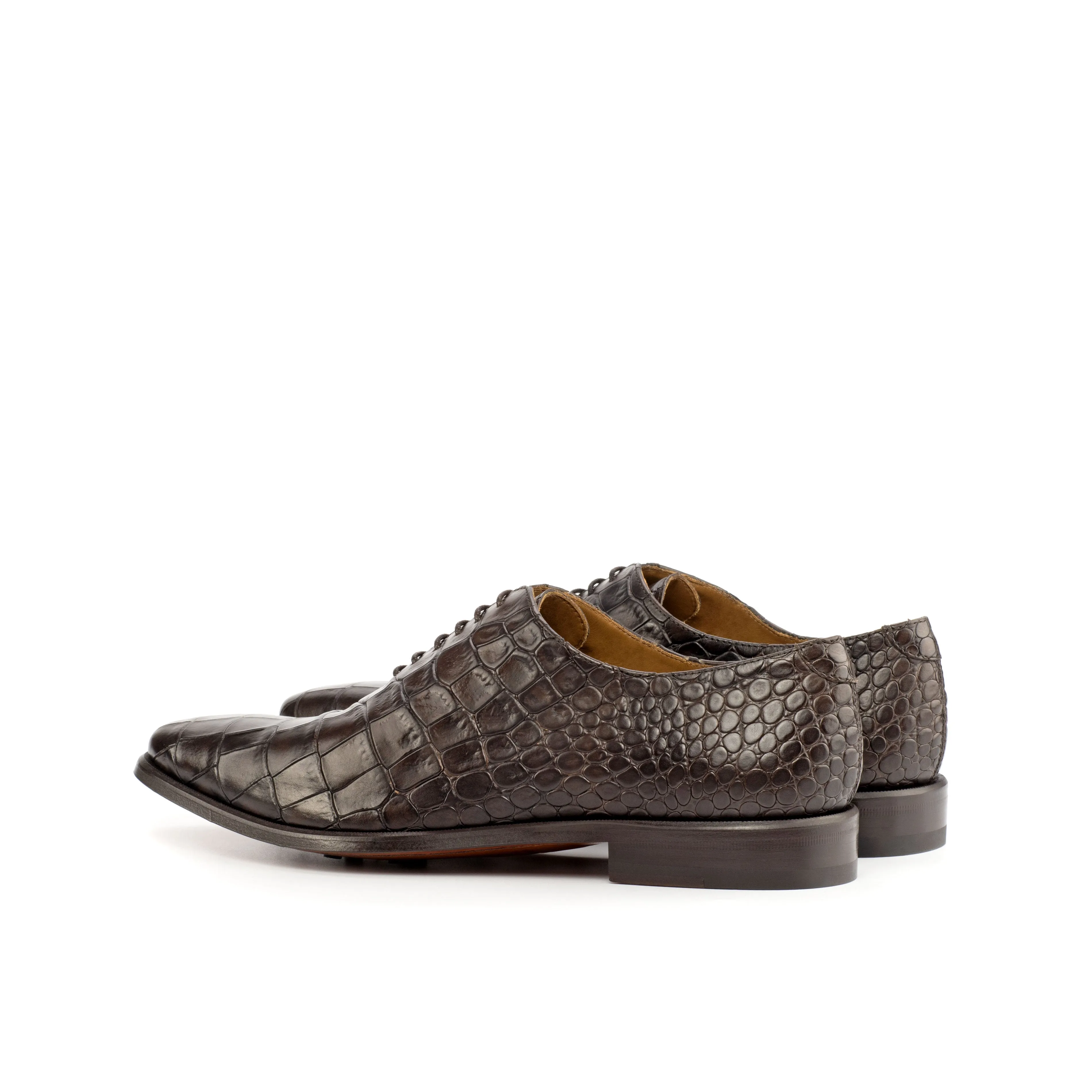 DapperFam Giuliano in Dark Brown Men's Italian Croco Embossed Leather Whole Cut