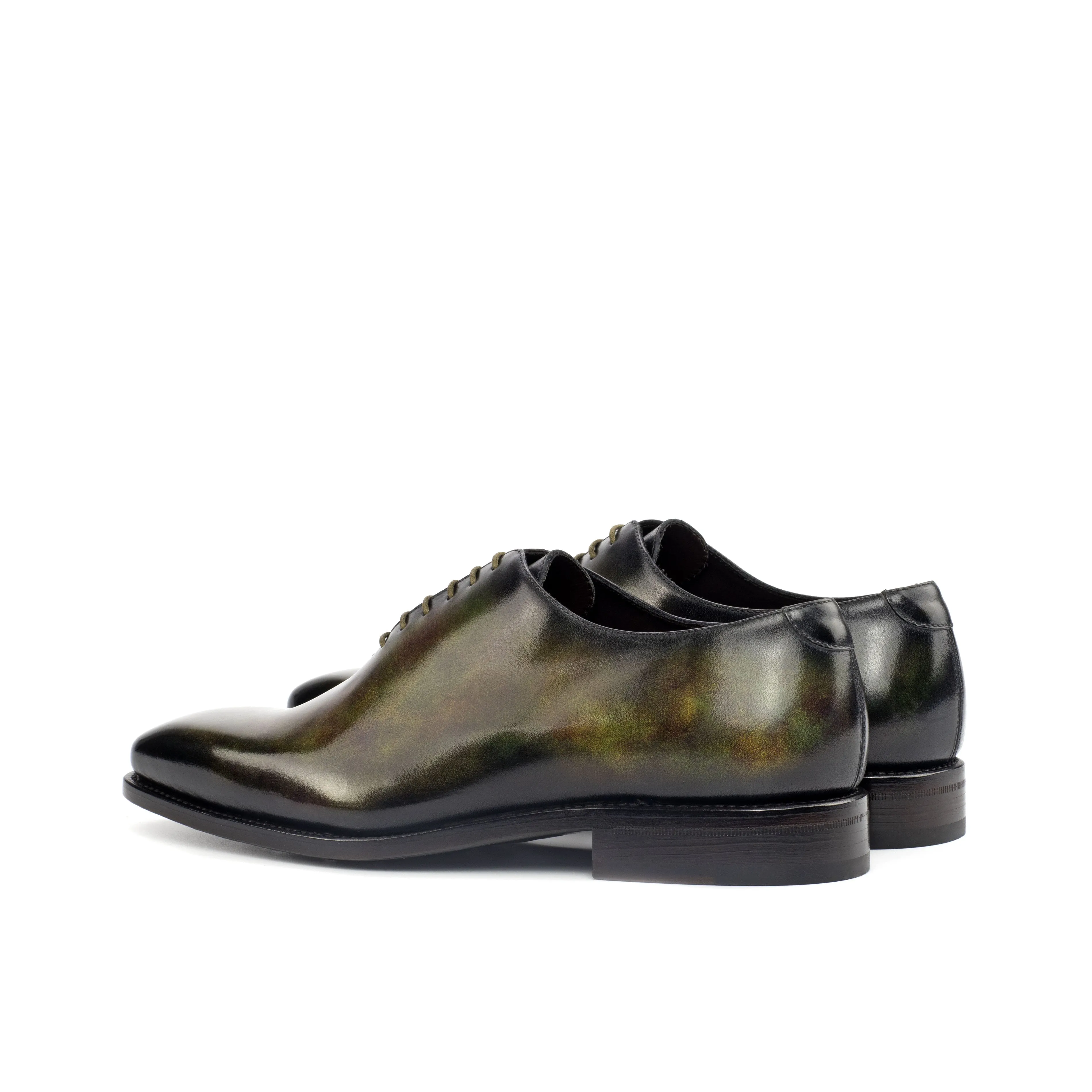 DapperFam Giuliano in Green Men's Hand-Painted Patina Whole Cut