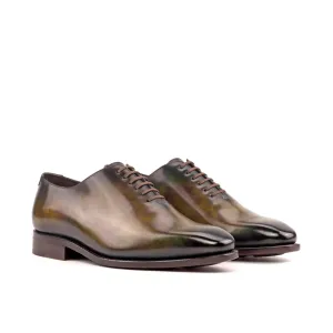 DapperFam Giuliano in Green Men's Hand-Painted Patina Whole Cut