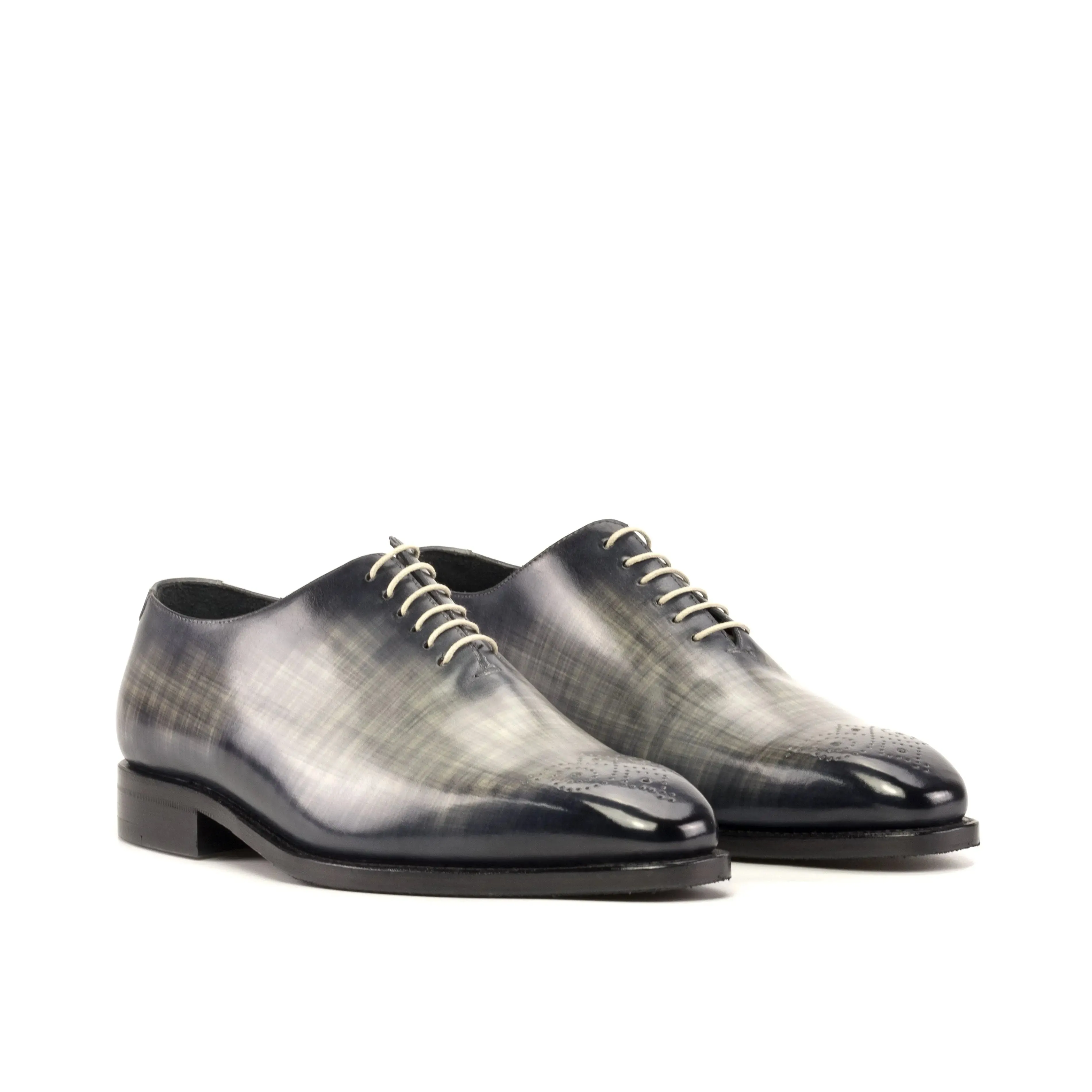 DapperFam Giuliano in Grey Men's Hand-Painted Patina Whole Cut