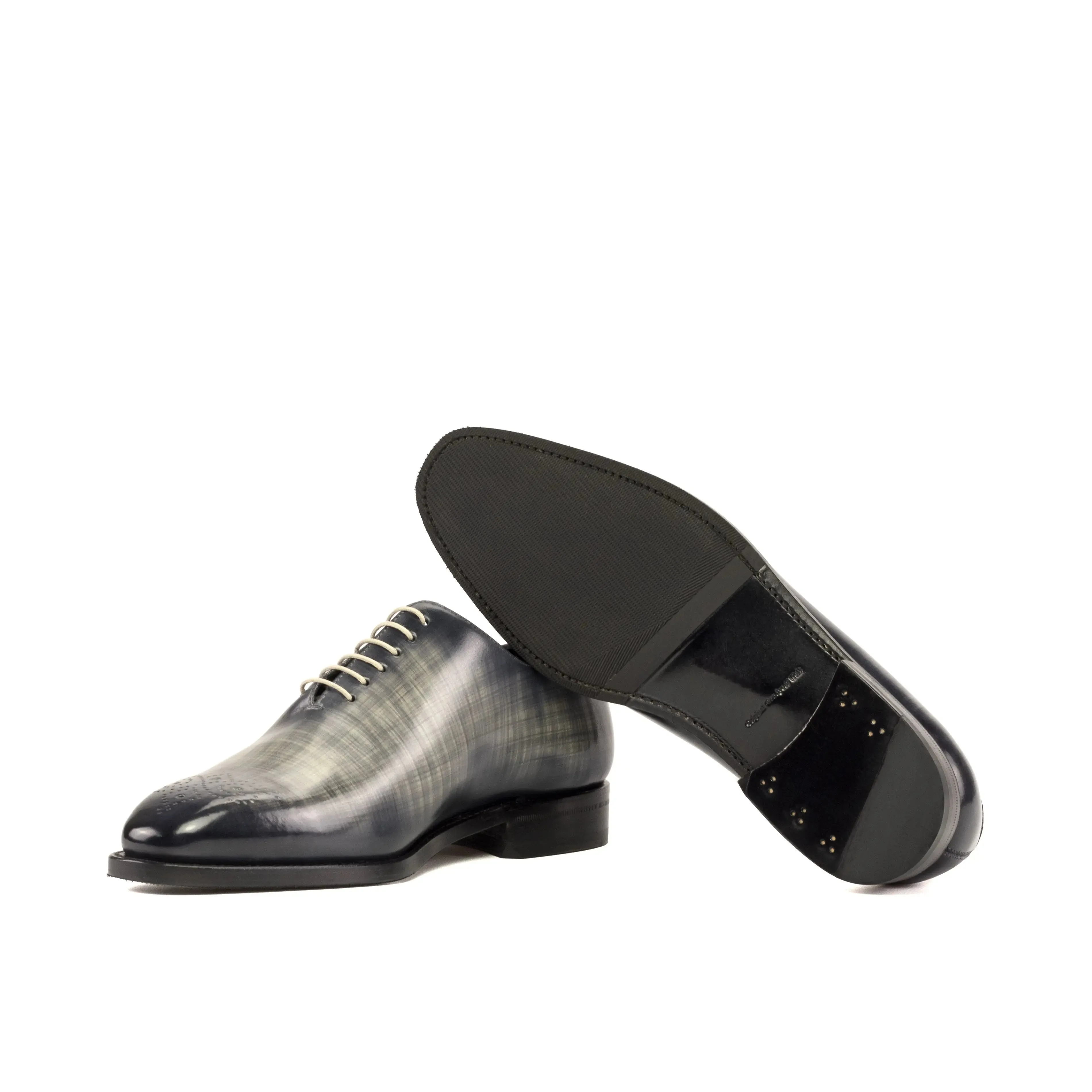 DapperFam Giuliano in Grey Men's Hand-Painted Patina Whole Cut