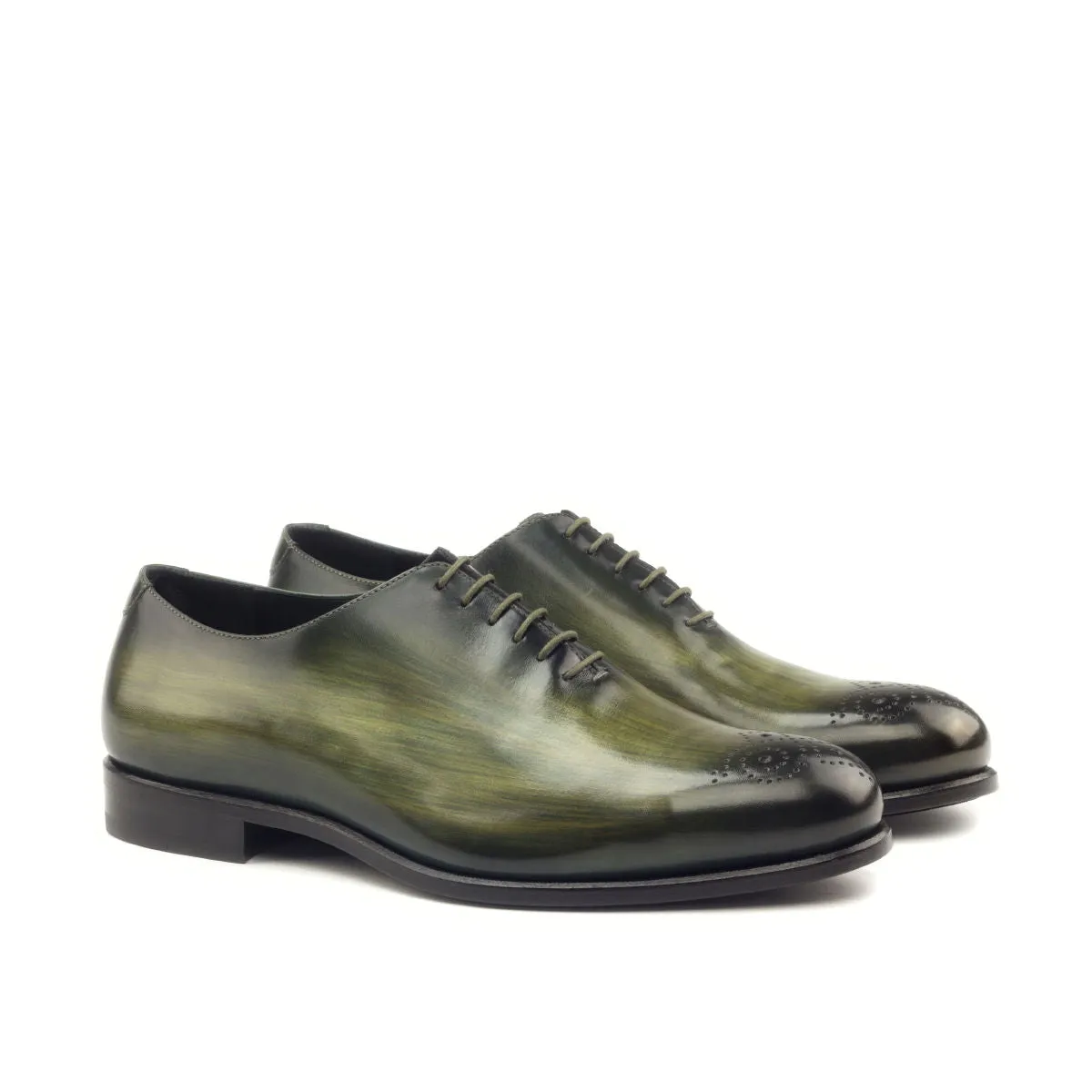 DapperFam Giuliano in Khaki Men's Hand-Painted Patina Whole Cut