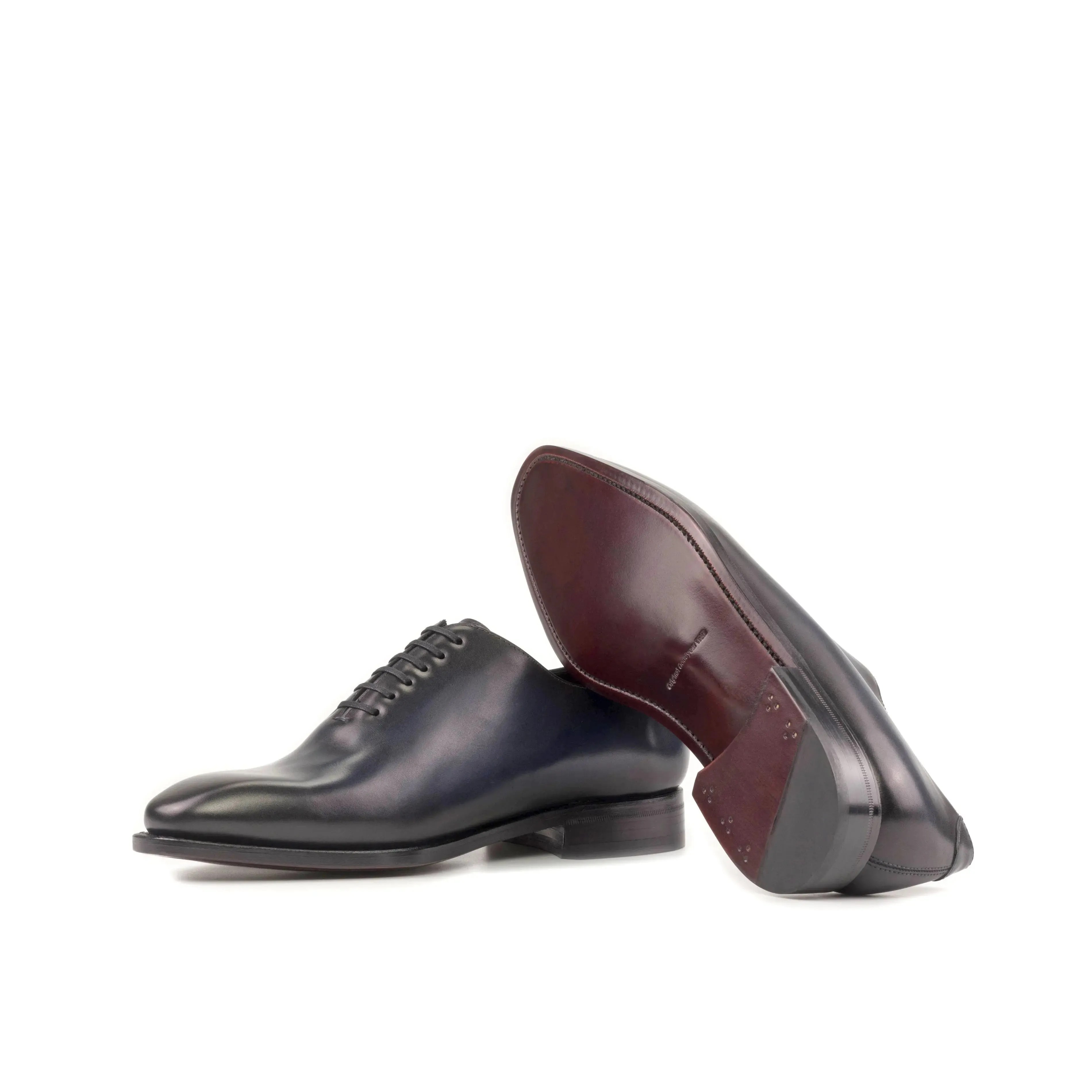 DapperFam Giuliano in Navy Men's Italian Leather Whole Cut