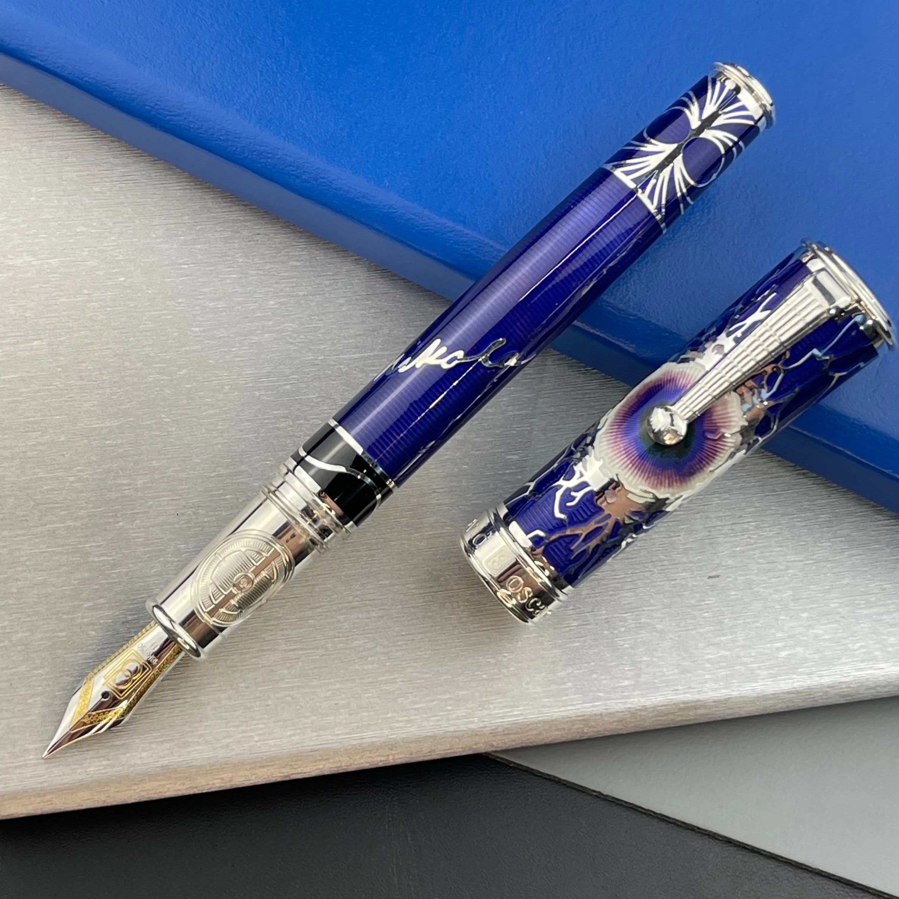 David Oscarson Nikola Tesla Fountain Pen - Purple w/ Silver Trim (#24/86)