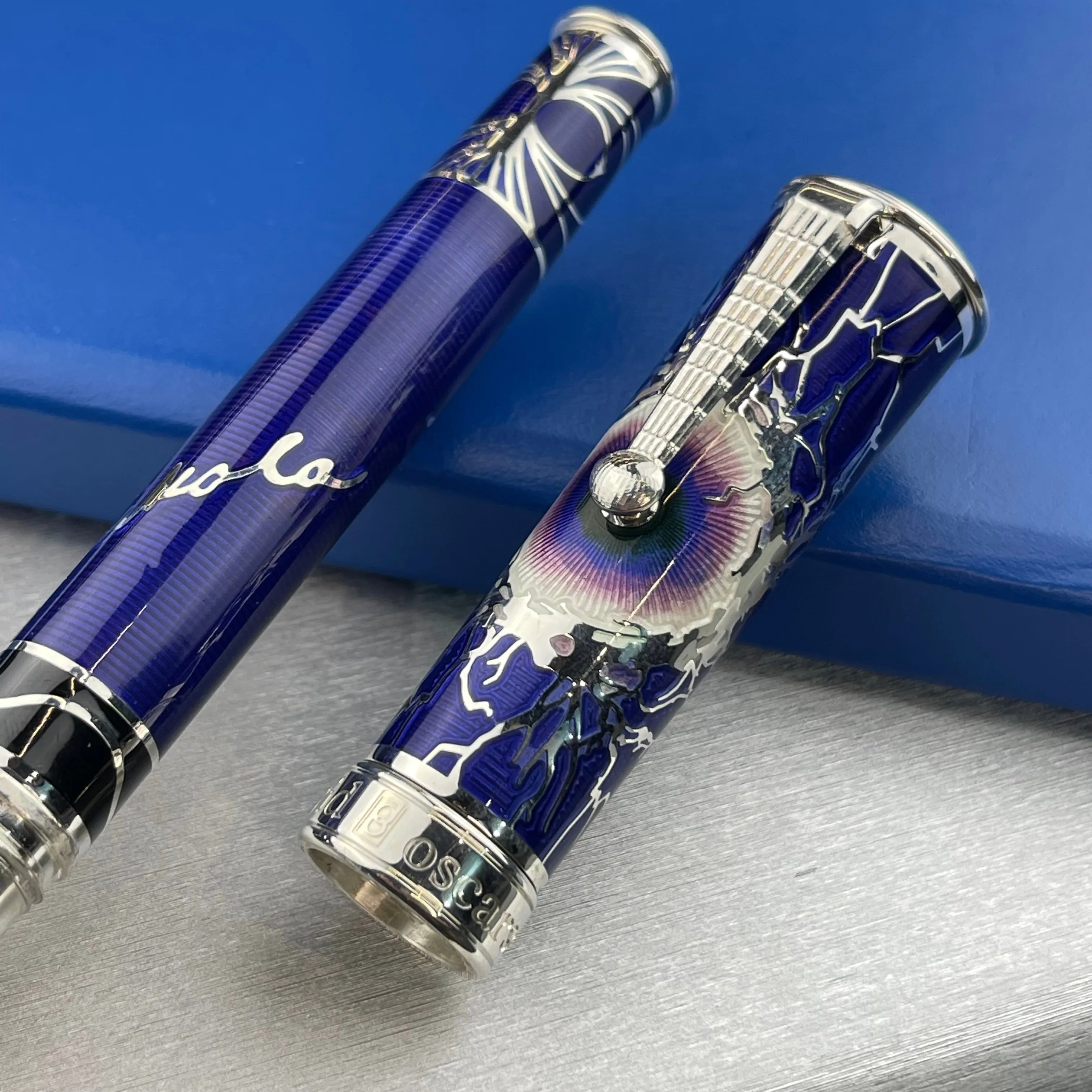 David Oscarson Nikola Tesla Fountain Pen - Purple w/ Silver Trim (#24/86)