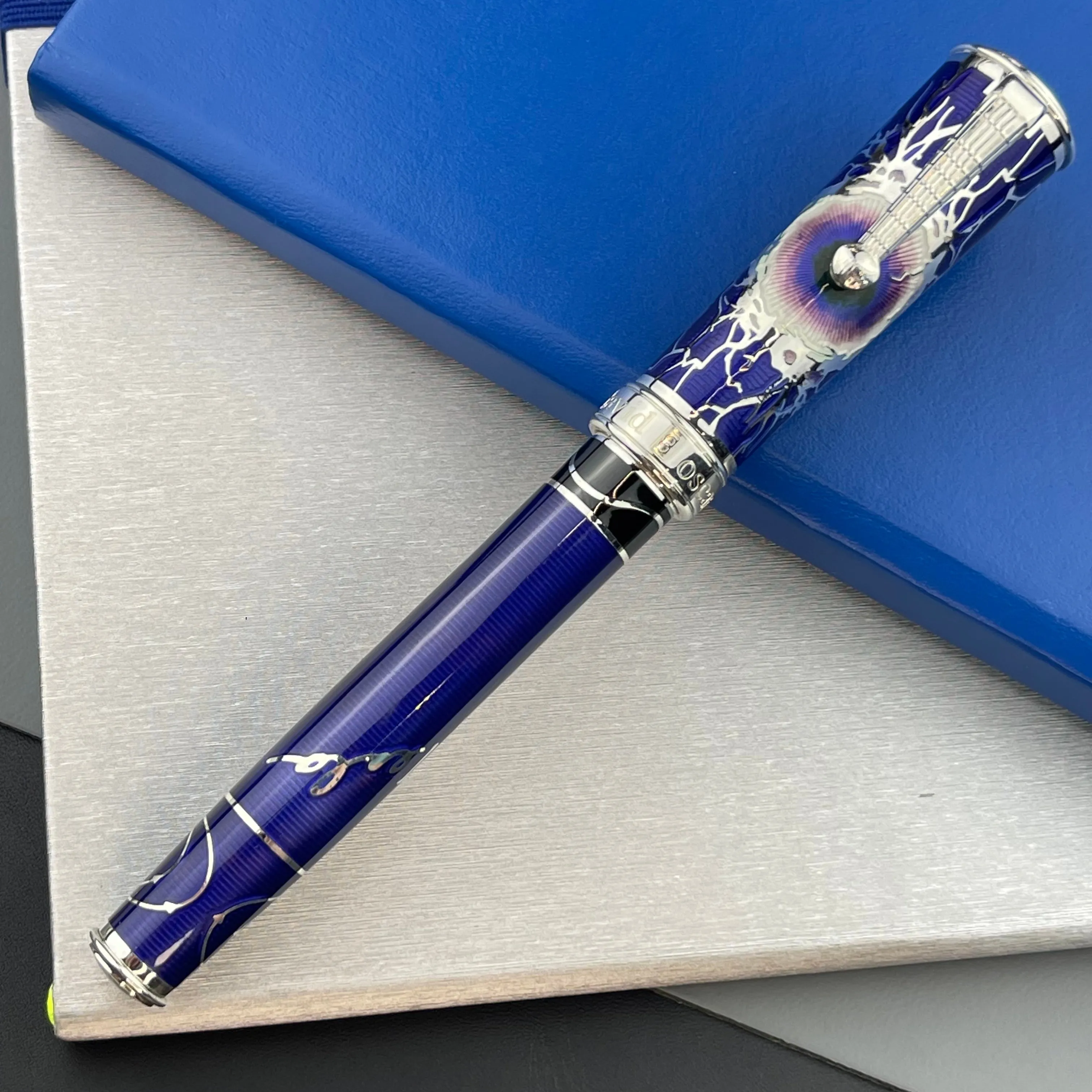 David Oscarson Nikola Tesla Fountain Pen - Purple w/ Silver Trim (#24/86)