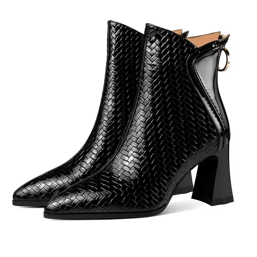 Elegant Zipper Pointed Toe Platform High Heel Boots