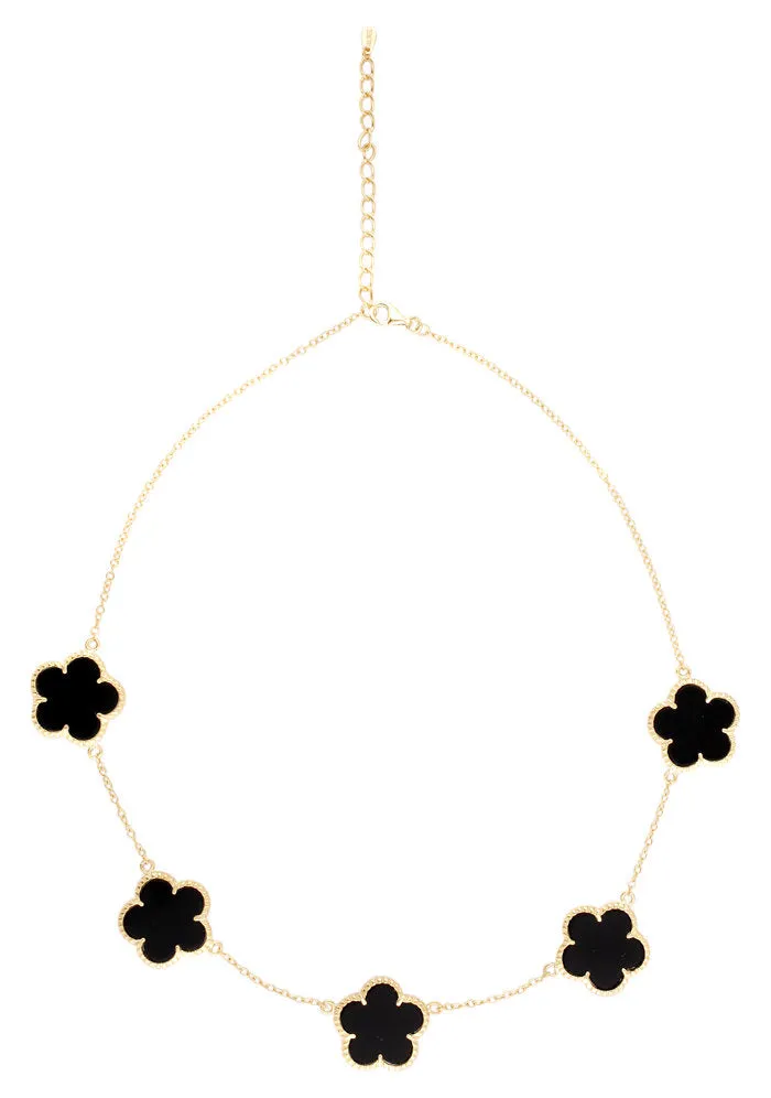 Eloise Black Flower Necklace