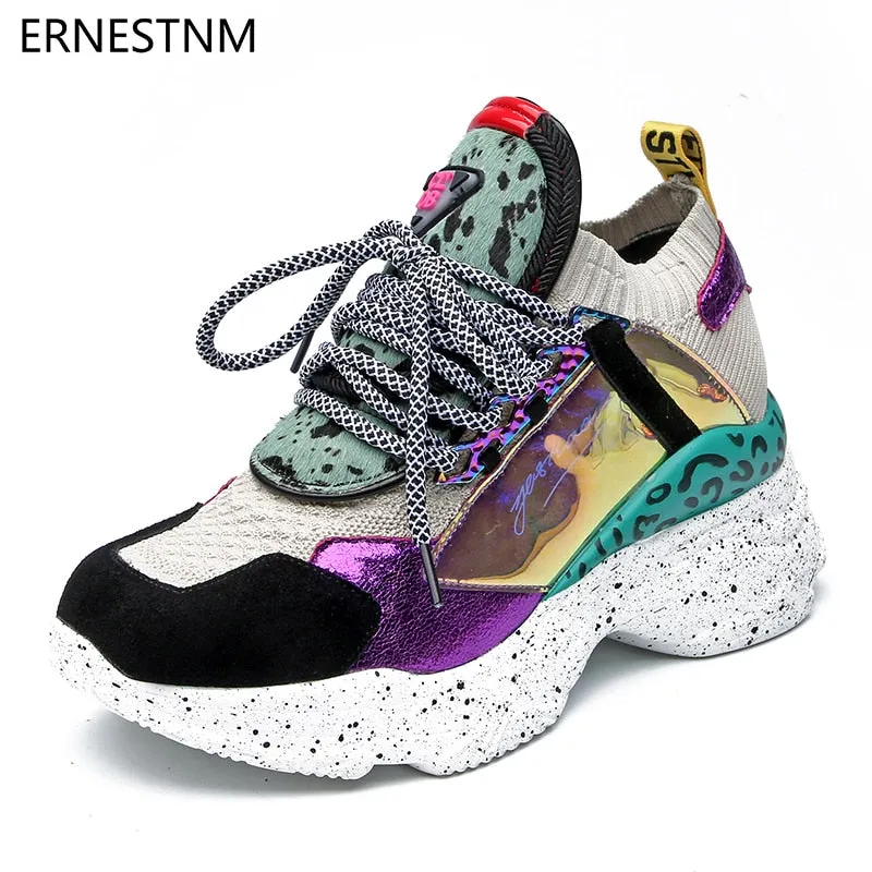 ERNESTNM 2019 New Sneakers Women 35-42 Platform White Sneakers Horsehair Shoes Casual Boots Breathable Soft Woman Chunky Shoes