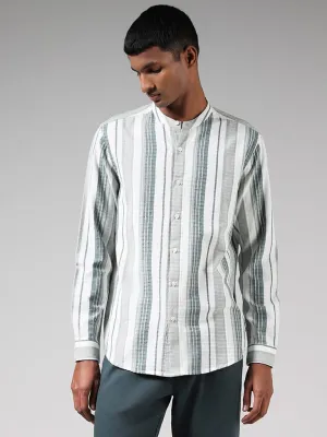 ETA Off White Self-Striped Cotton Resort-Fit Shirt