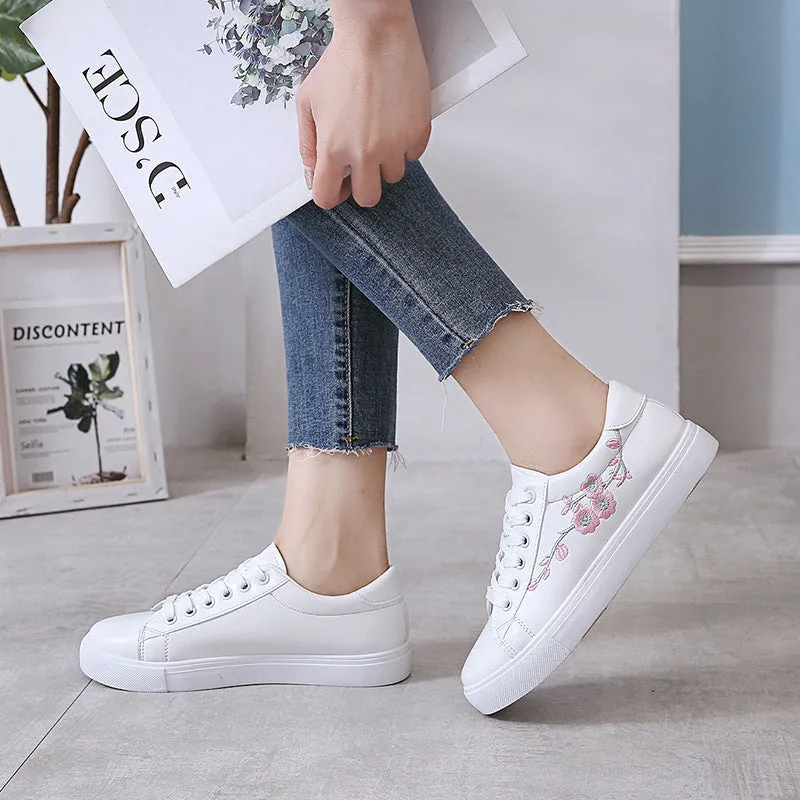 Fashion Embroidery Ribbon Floral Skate Shoes