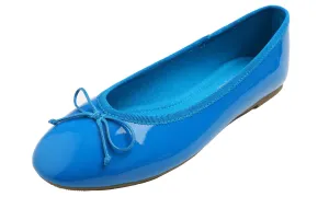 Feversole Women's Macaroon Dodge Blue Memory Foam Cushion Insock Patent Ballet Flat