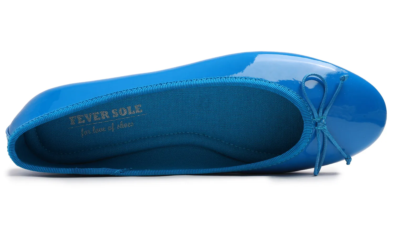 Feversole Women's Macaroon Dodge Blue Memory Foam Cushion Insock Patent Ballet Flat