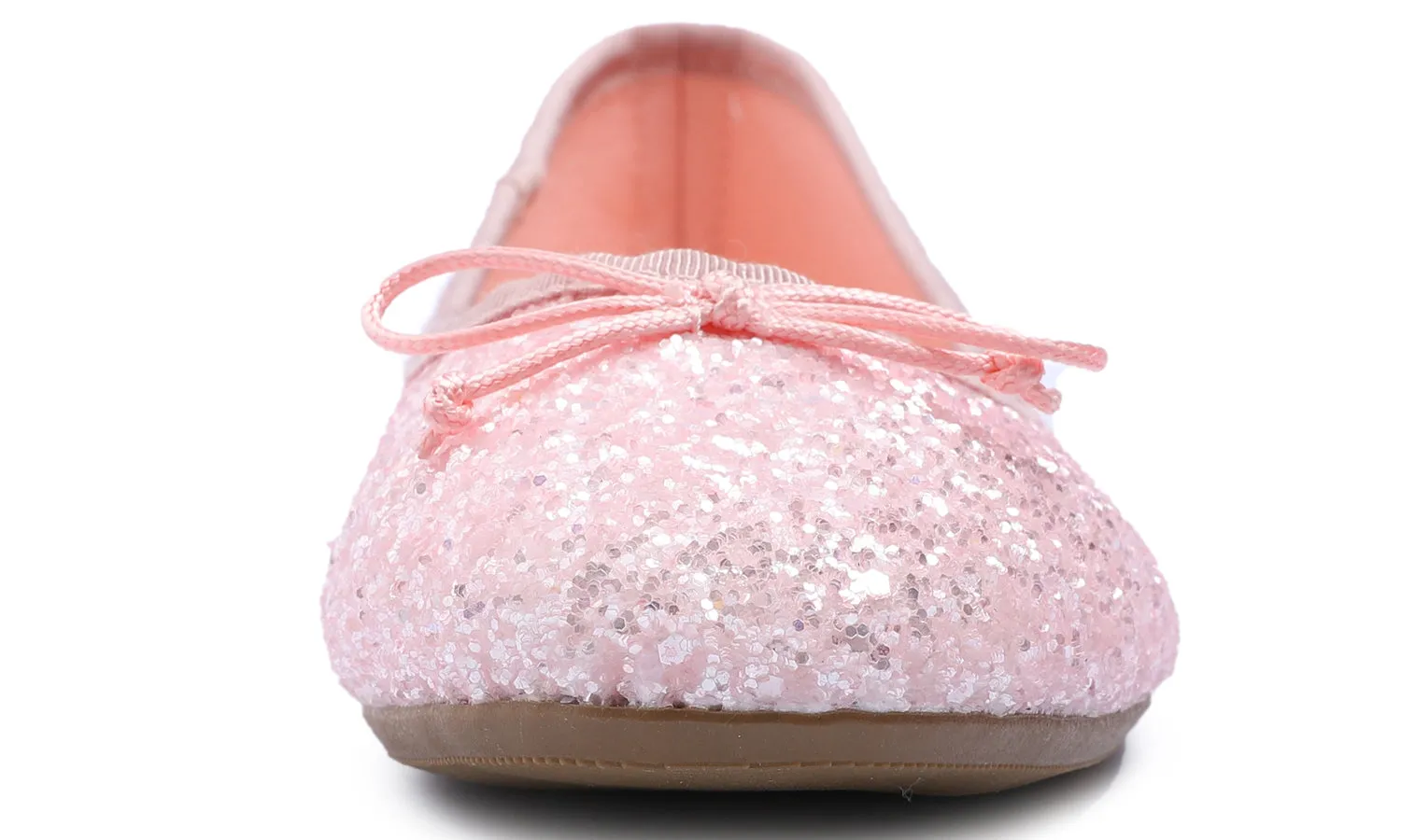 Feversole Women's Sparkle Memory Foam Cushioned Colorful Shiny Ballet Flats Glitter Baby Pink